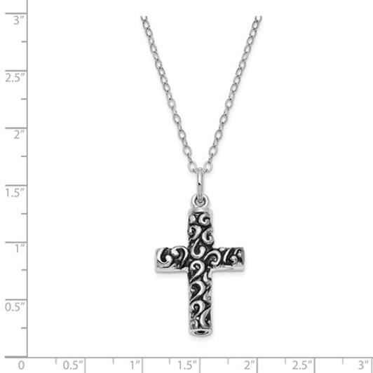 Remembrance Cross Antiqued Sterling Silver Cremation Jewelry Necklace