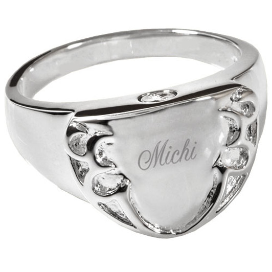Shield Sterling Silver Memorial Cremation Ring