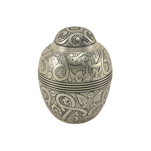 Silver Embossed Cremation Urn - 2 Sizes