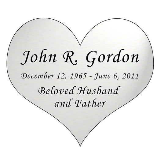 Heart Nameplate - Engraved - Silver - 3-1/2 x 3