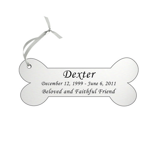 Dog Bone Double-Sided Memorial Ornament - Engraved Sliver