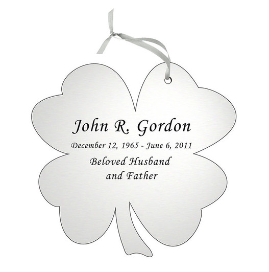 Shamrock Double-Sided Memorial Ornament - Engraved - Silver