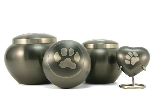 Small Slate  /  Pewter Odyssey Paw Print Pet Cremation Urn