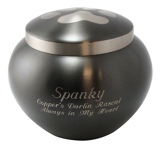 Small Slate  /  Pewter Odyssey Paw Print Pet Cremation Urn