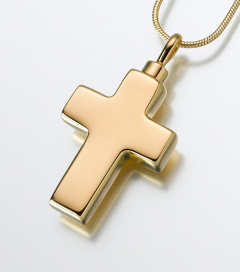 Small 14kt Gold Cross Cremation Jewelry