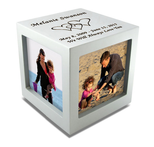 Small Rotating Photo Cube Cremation Urn - 3 Color Choices