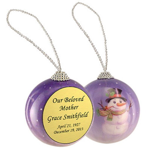 Snowman Memorial Holiday Tree Ornament