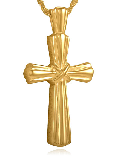 Stalk Cross Gold Vermeil Cremation Jewelry Pendant Necklace