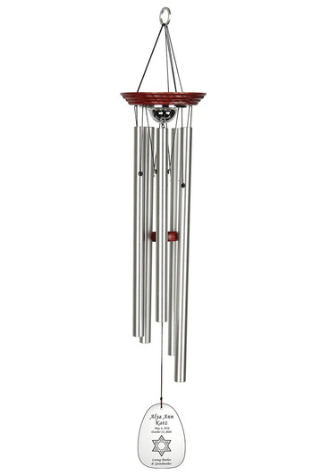 Star Of David Memorial Wind Chime Cremation Urn with Engraving