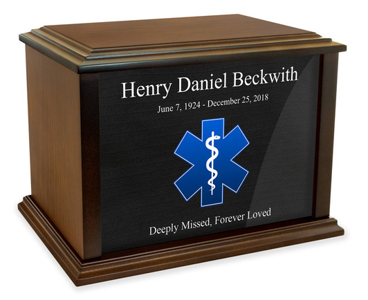 Star Of Life EMS Eternal Reflections Wood Cremation Urn