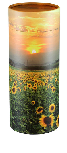 Sunflower Fields Eco Friendly Cremation Urn Scattering Tube in 2 Sizes