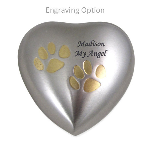 Heart Paw Print Keepsake Paw Print  Pet Urn - Engravable