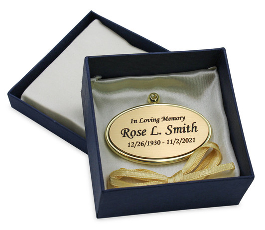 Gold Oval Cremation Urn Pendant - Engravable