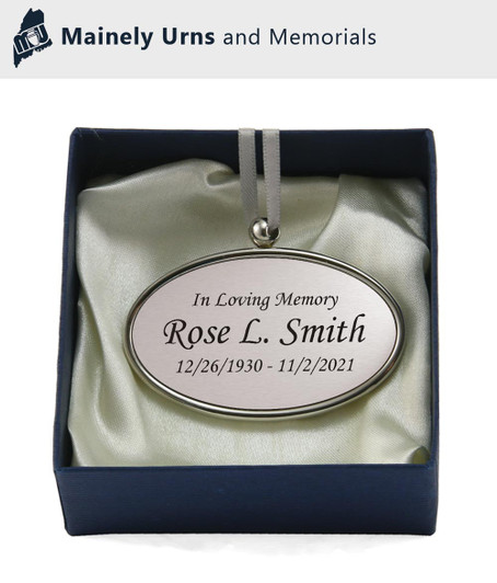 Silver Oval Cremation Urn Pendant - Engravable