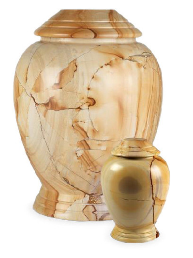 Teakwood Modern Marble Cremation Urn