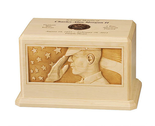The Salute Military Maple Wood Cremation Urn