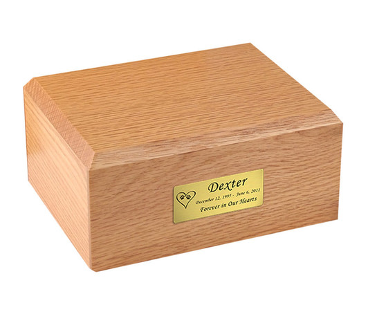 Small Traditional Oak Wood Pet Urn