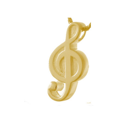Treble Clef Cremation Jewelry in Solid 14k Yellow Gold or White Gold