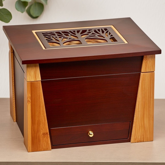 Tree Cut Panel Craftsman MDF Wood Memory Chest Cremation Urn