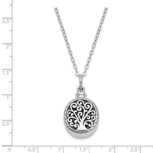 Tree of Life Antiqued Sterling Silver Cremation Jewelry Necklace