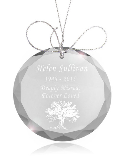 Tree of Life Round Crystal Memorial Ornament