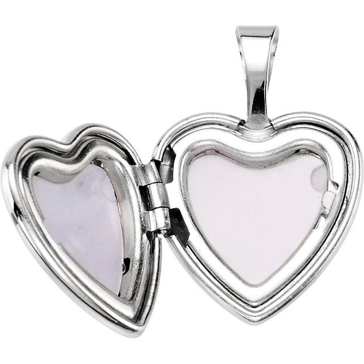 Tri-Color Heart with Cross Sterling Silver Memorial Locket Jewelry Necklace