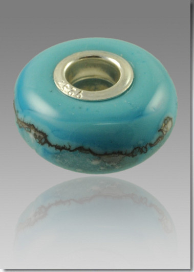 Turquoise Perfect Memory Bead Cremains Encased in Glass Cremation Jewelry