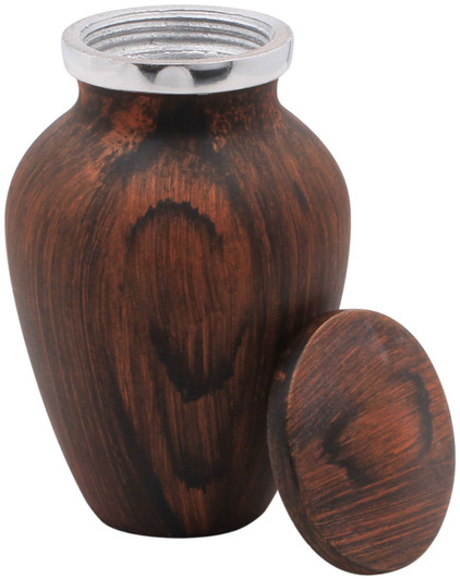 Walnut Finish Aluminum Keepsake Cremation Urn