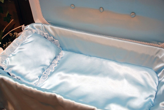 18 Inch White with Blue Deluxe Pet Casket for Cat Dog Or Other Pet