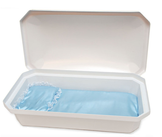 18 Inch White with Blue Standard Child Infant Casket