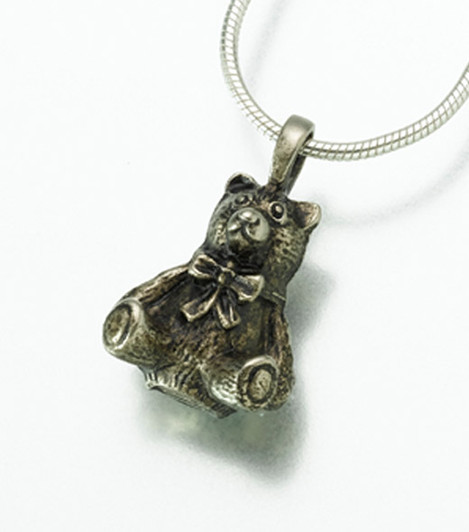 White Bronze Teddy Bear Cremation Jewelry