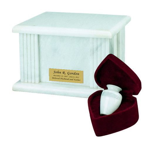 White Grain Marble Acropolis Cremation Urn