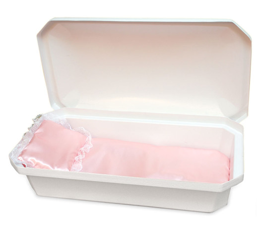 24 Inch White with Pink Standard Child Infant Casket