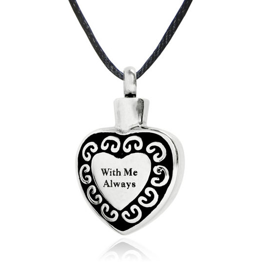 With Me Always Stainless Steel Cremation Jewelry Pendant Necklace