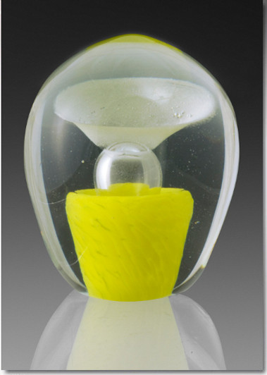 Small Yellow Enduring Fountain Cremains Encased in Glass Keepsake Cremation Urn