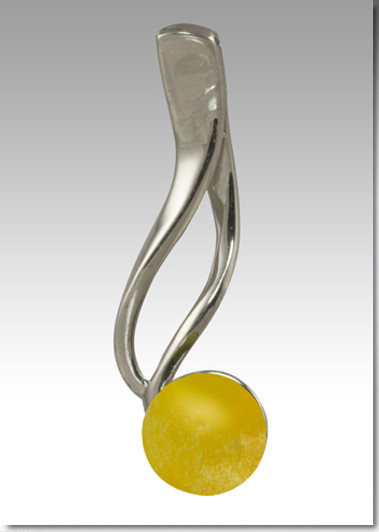 Yellow Tempo Pearl Cremains Encased in Glass Sterling Silver Cremation Jewelry Pendant