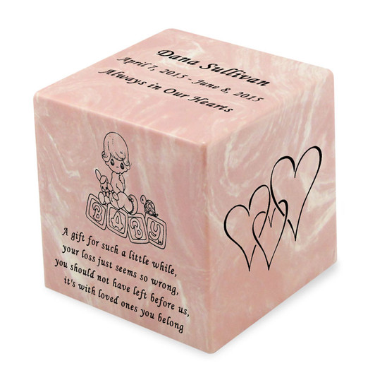 Baby Girl Pink Small Cube Infant Cremation Urn