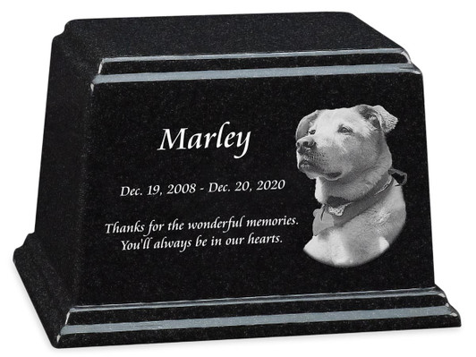 Photo Black Granite Ark Pet Cremation Urn