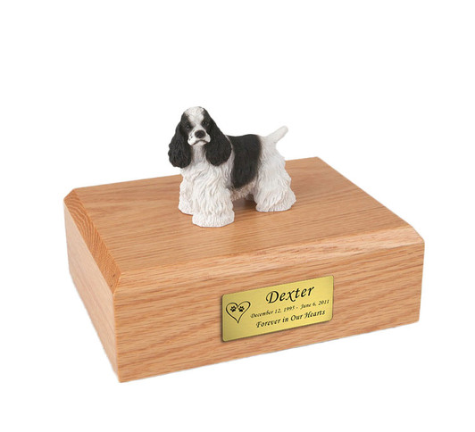 Black White Cocker Spaniel Dog Urn - 683