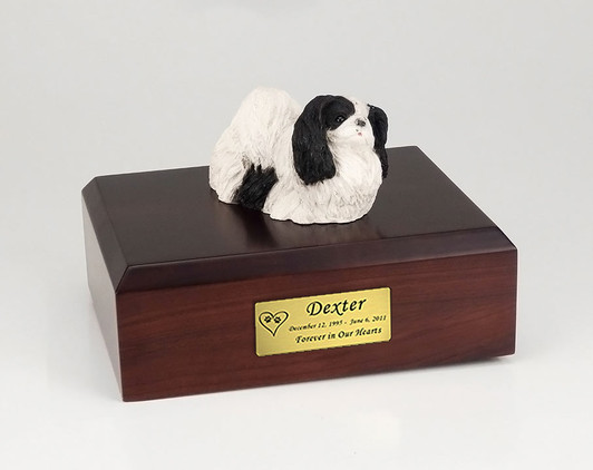 Black White Pekingese Dog Urn - 159