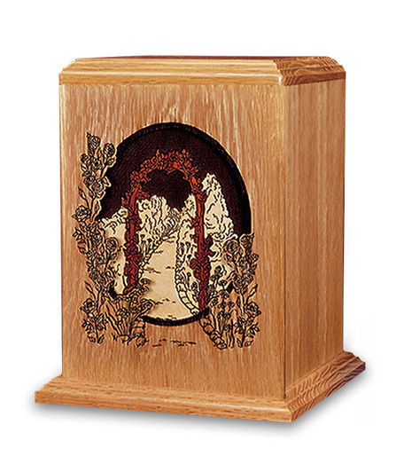 Garden Walk Dimensional Wood Cremation Urn - Engravable