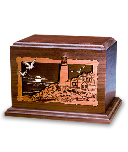 Lighthouse Dimensional Wood Cremation Urn - Engravable