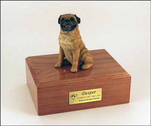 Black Pug Dog Figurine Pet Cremation Urn - 1656