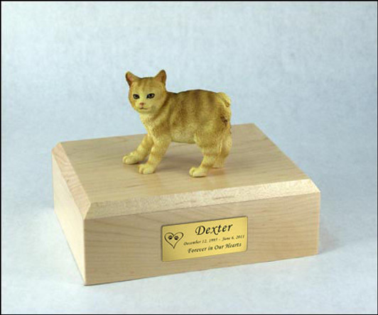 Red Taby Manx Cat Figurine Urn - 602