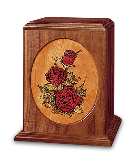 Rose Bouquet Dimensional Wood Cremation Urn - Engravable