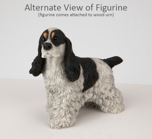 Spotted Black Cocker Spaniel Dog Urn - 055