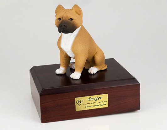 Tan White Pit Bull Dog Urn - 1295