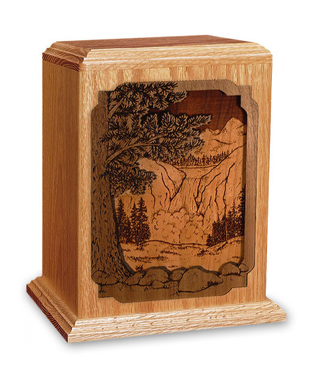 Waterfall Dimensional Wood Cremation Urn - Engravable