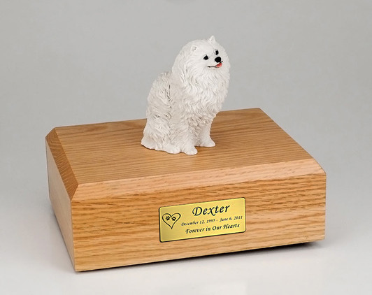 White Pomeranian Dog Urn - 180