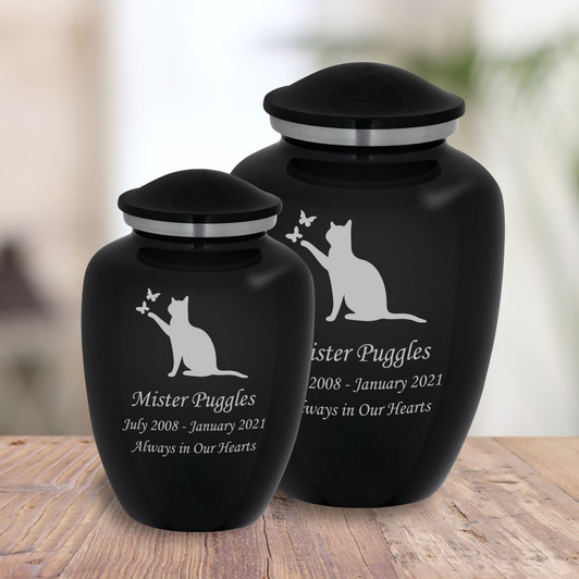 Cat with Butterflies Pet Cremation Urn